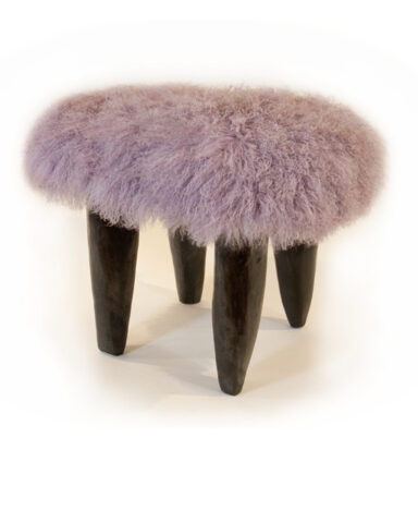 FUFU Stool in Light Lavender with Earthy Brown Legs