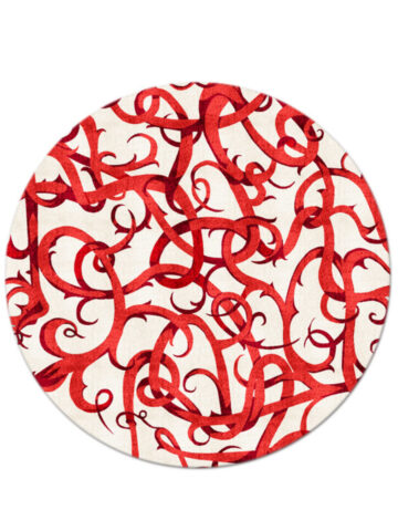 Thorn I in Red on Cream, 8 ft. x 8 ft.