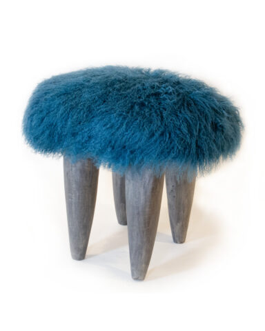 FUFU Stool in Teal with Pewter Legs