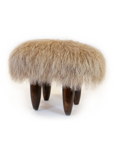 FUFU Stool in Wheat with Brown Legs