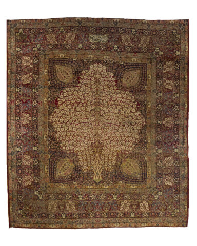 Antique Kerman Lavar Carpet.