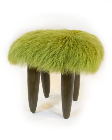 FUFU Stool in Grasshopper Green with Gray-Green Legs