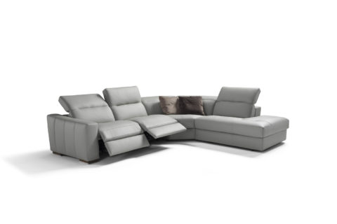 Panarea, Leather Sectional  with Three Seats and Two Cushions, Electric Recliners