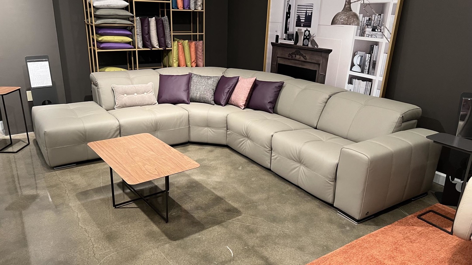 Arline Leather Sectional with 2 Electric Recliners.