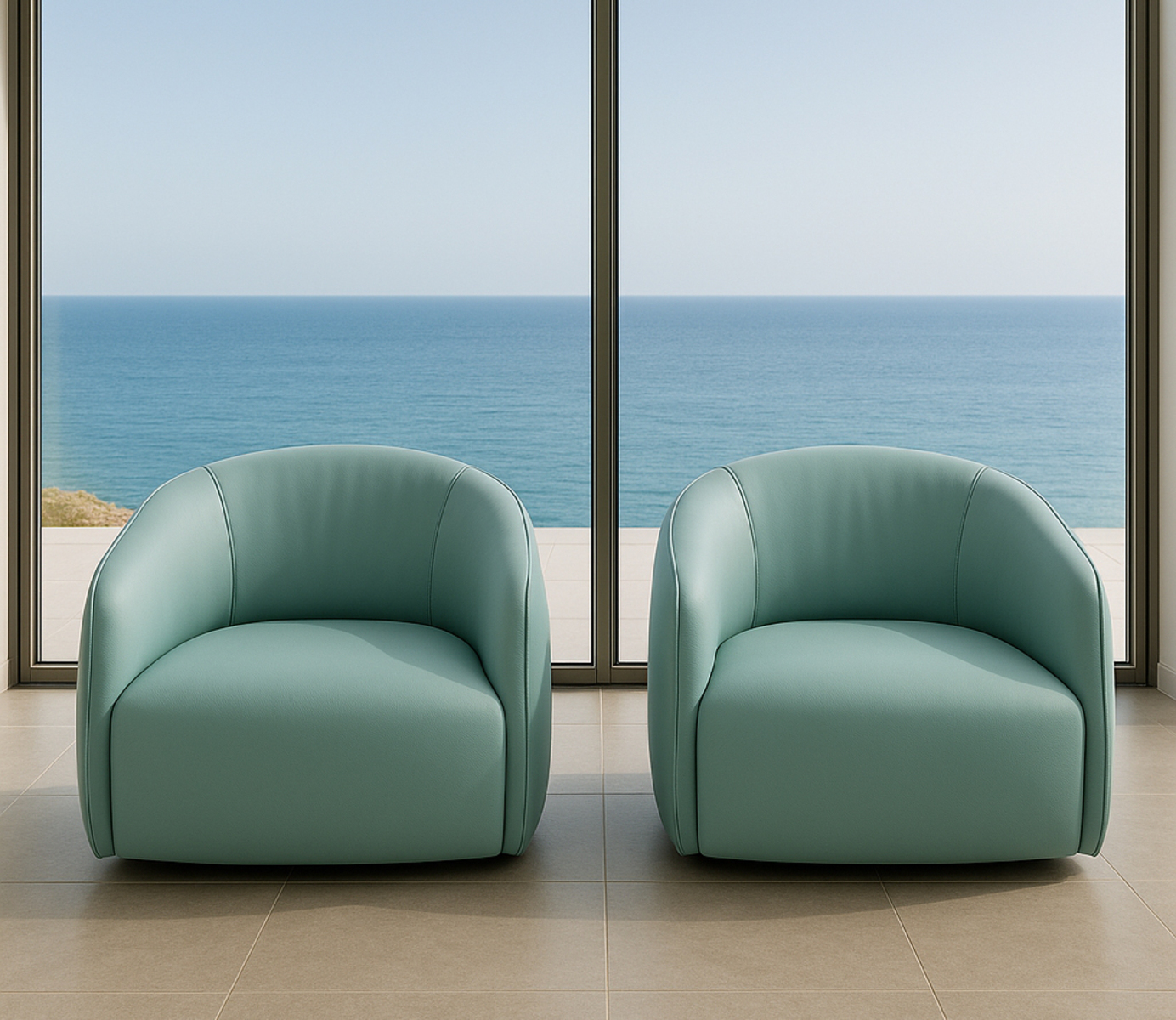 Kodi Swivel Arm Chair in Italian Leather designed by Andrea Arena for Bontempi Casa