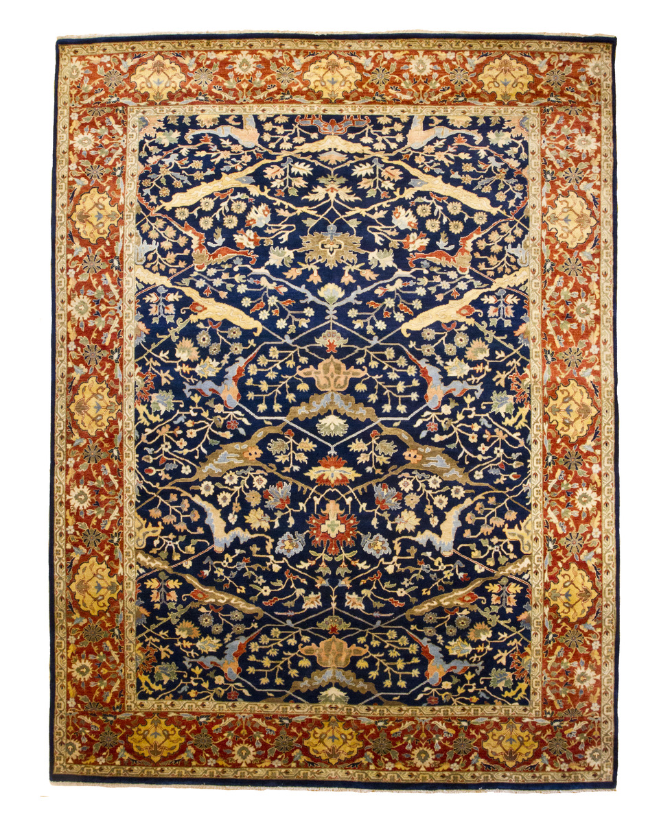 Geometric Bijar Motif, Hand Knotted.