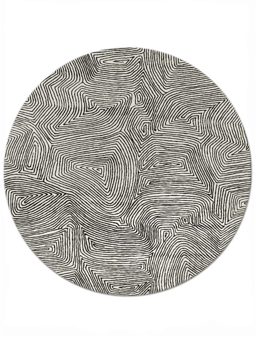 Maze in Black on Cream, 8 ft. x 8 ft.