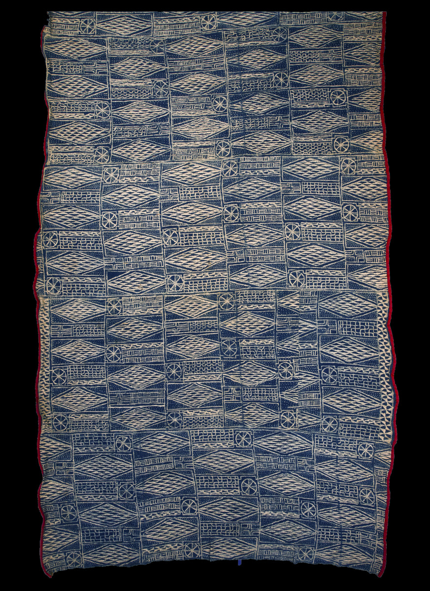A Monumental Ndop Prestige Cloth with Geometric Symbolism, Bamileke Peoples, Cameroon