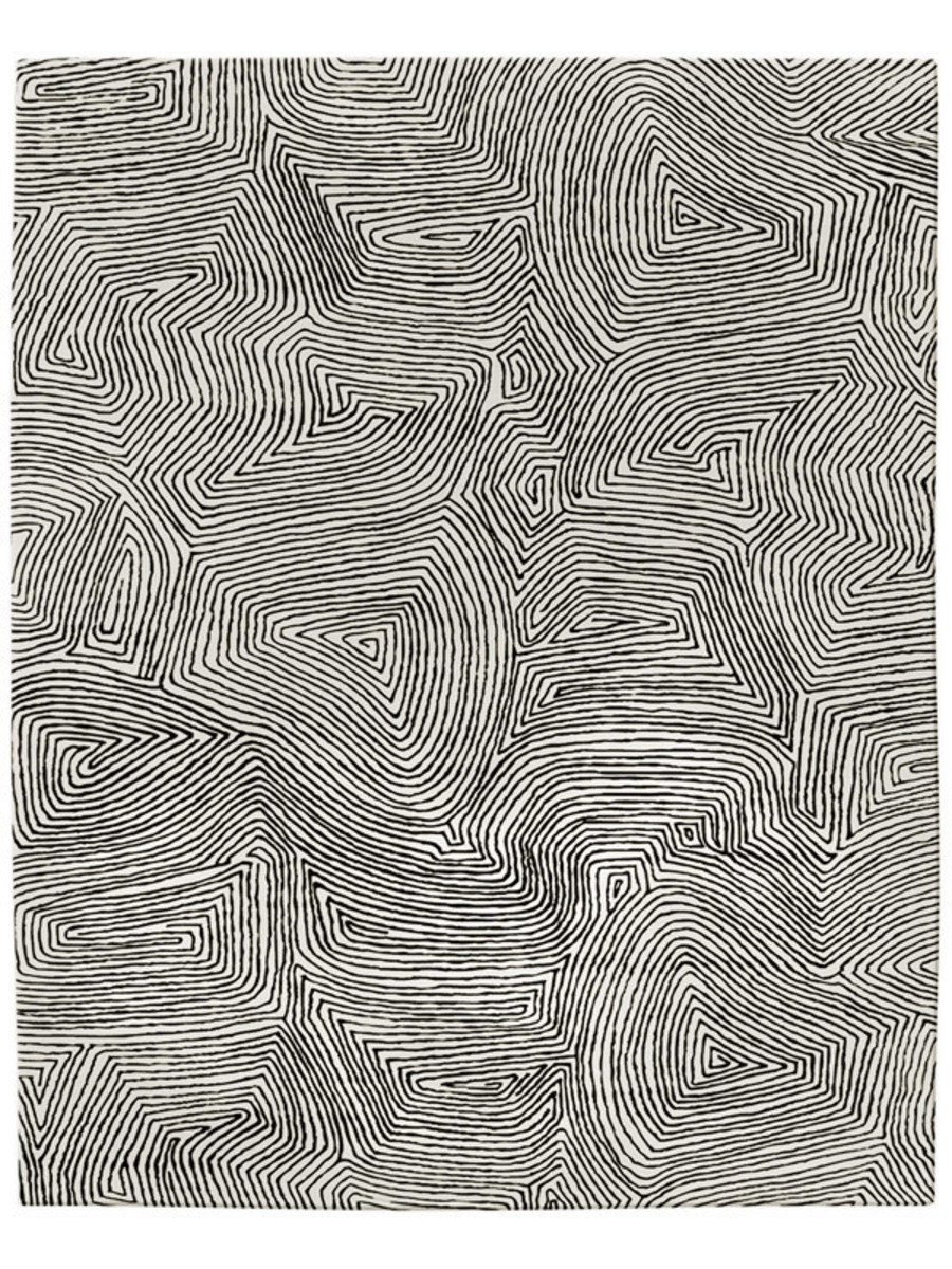 Maze in Black on Cream, 12 ft. x 16 ft.