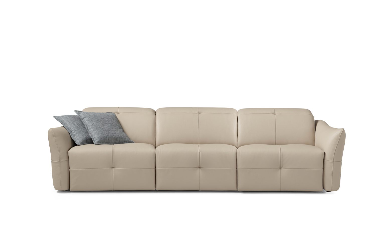 Yume Modular Recliner Leather Sofa with 3 extra wide seats .