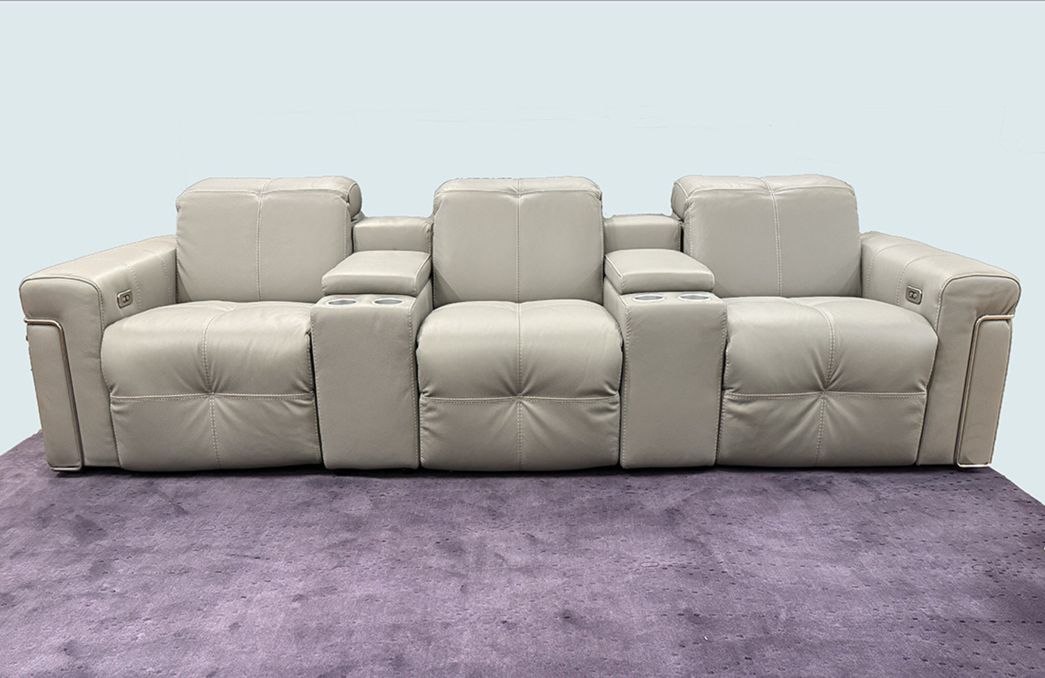 Arline Leather Recliner Three Seats Theater Setting.