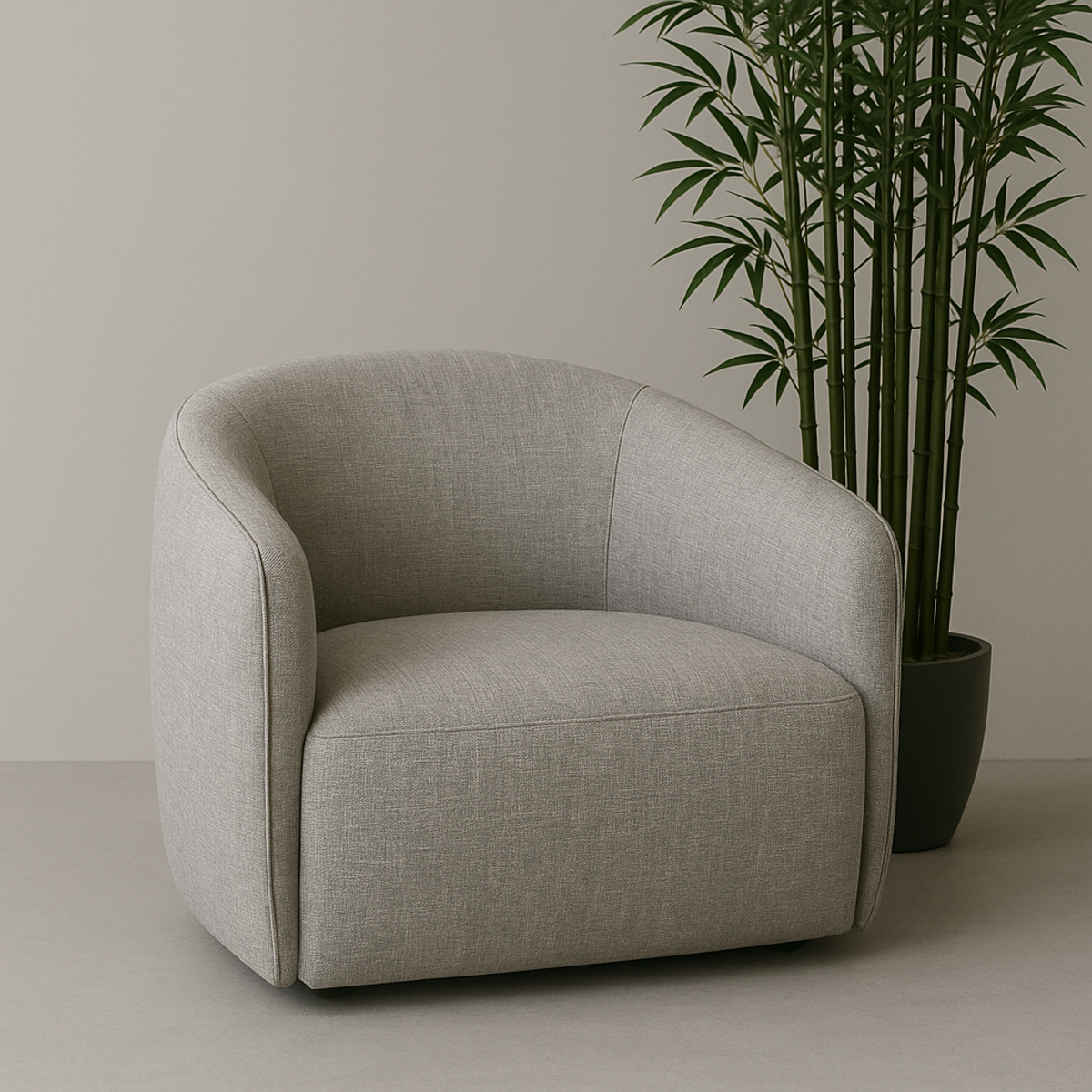 Kodi Swivel Arm Chair in Grigio Chiaro Fabric designed by Andrea Arena for Bontempi Casa